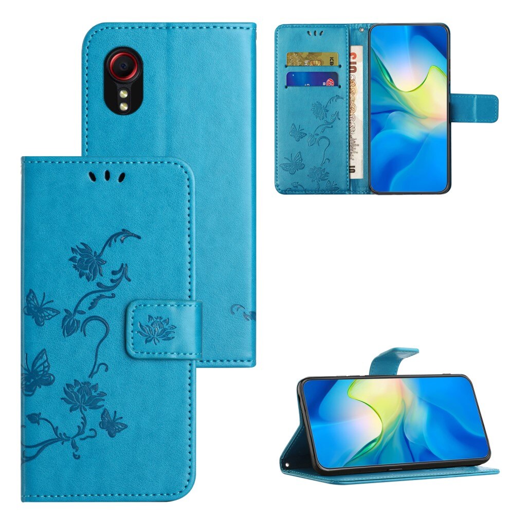 Nahkakotelo Perhonen Samsung Galaxy Xcover 7 Sininen
