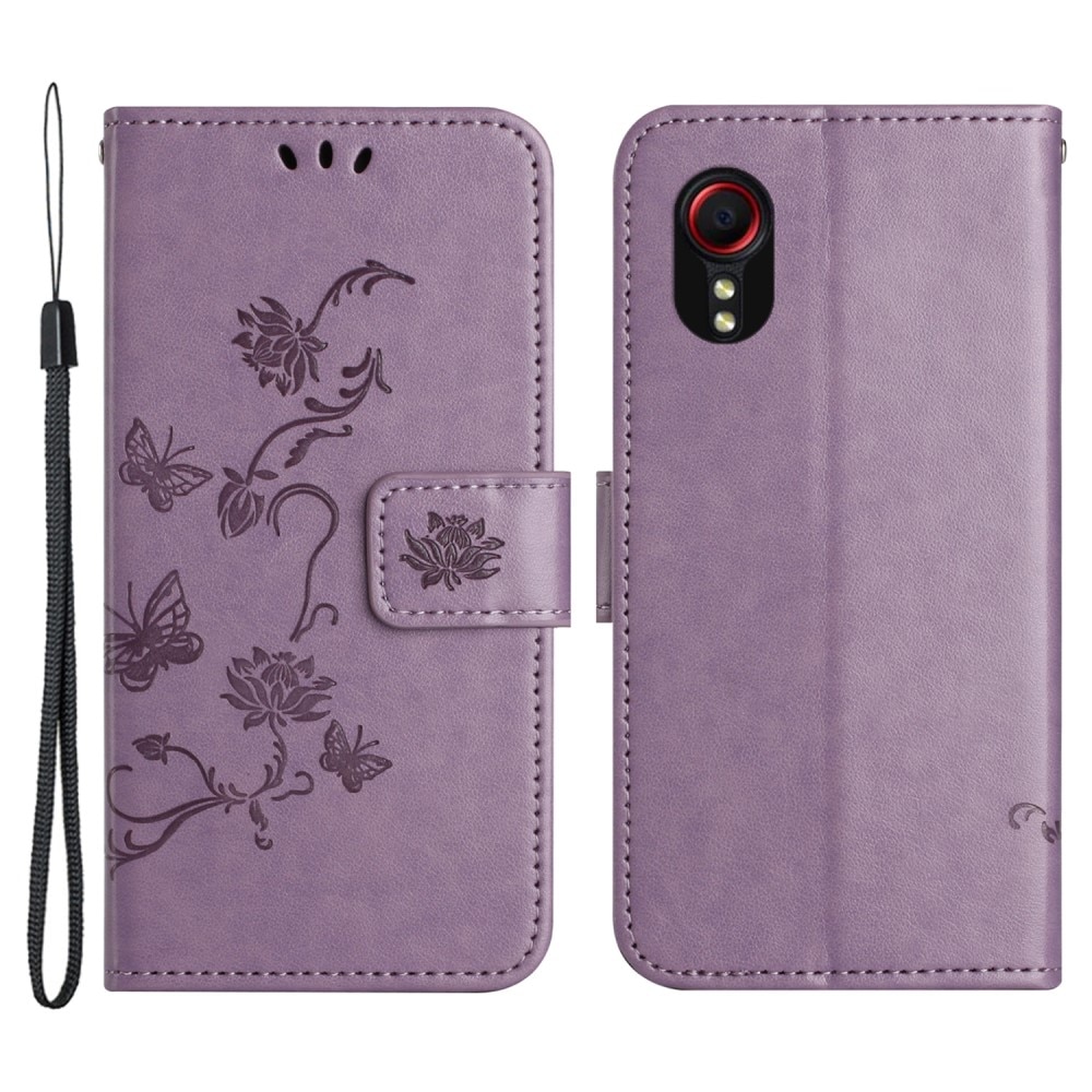 Nahkakotelo Perhonen Samsung Galaxy Xcover 7 Liila