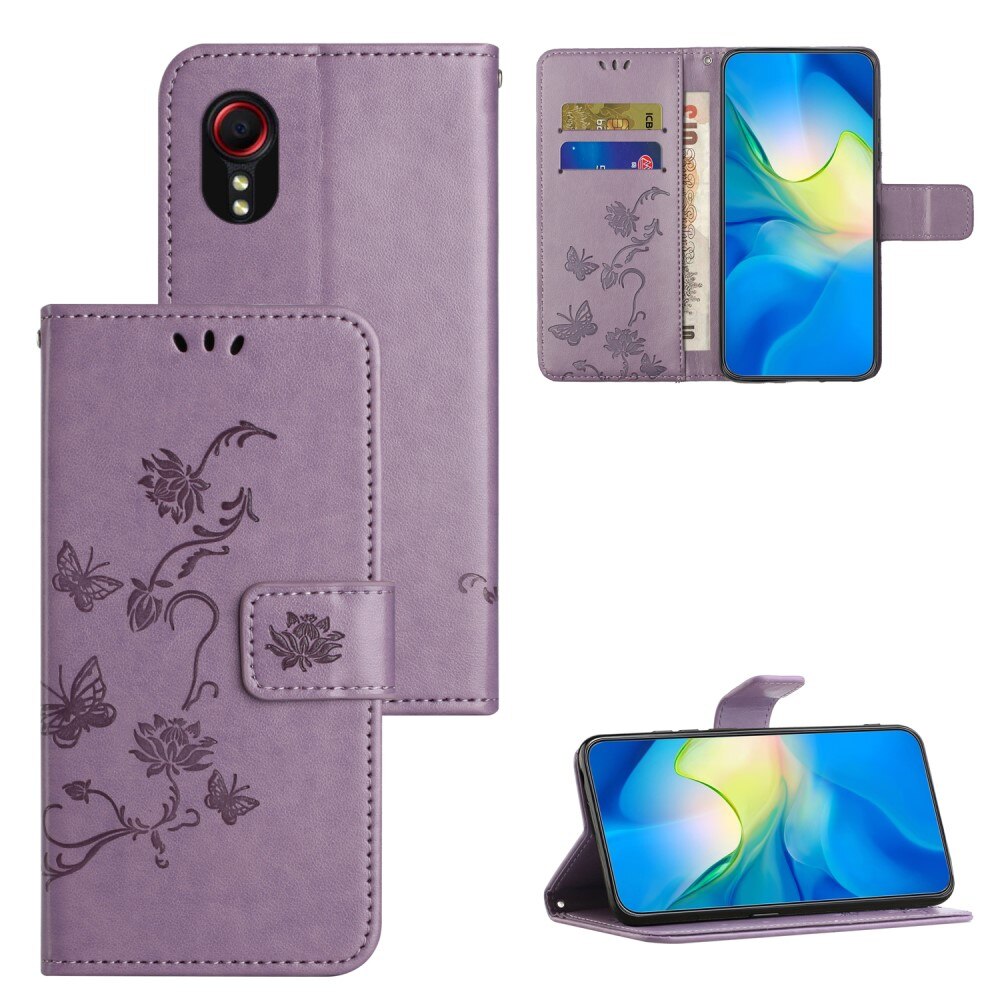 Nahkakotelo Perhonen Samsung Galaxy Xcover 7 liila