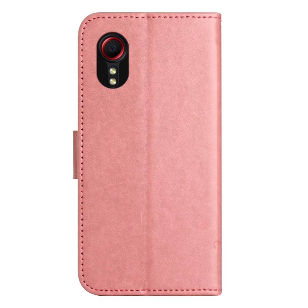 Nahkakotelo Perhonen Samsung Galaxy Xcover 7 vaaleanpunainen