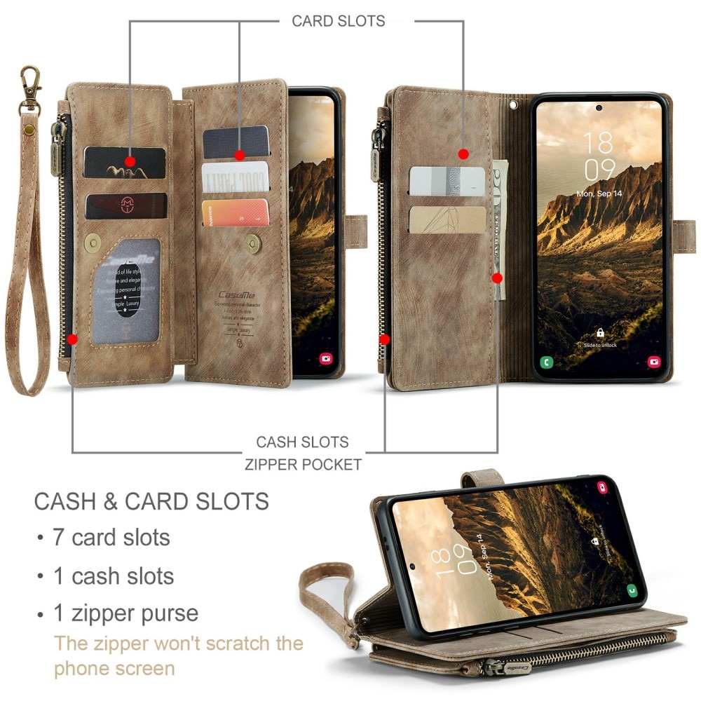 Zipper Wallet Samsung Galaxy S24 ruskea