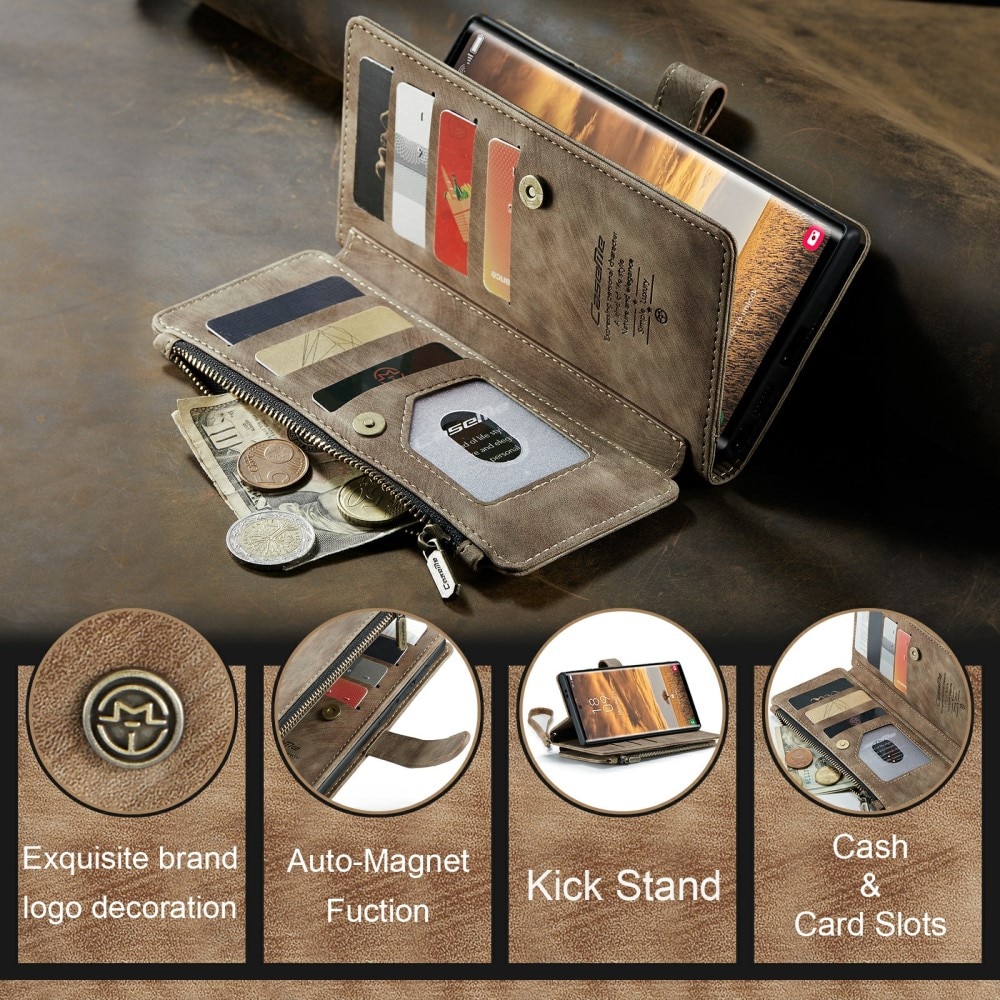 Zipper Wallet Samsung Galaxy S24 Ultra ruskea