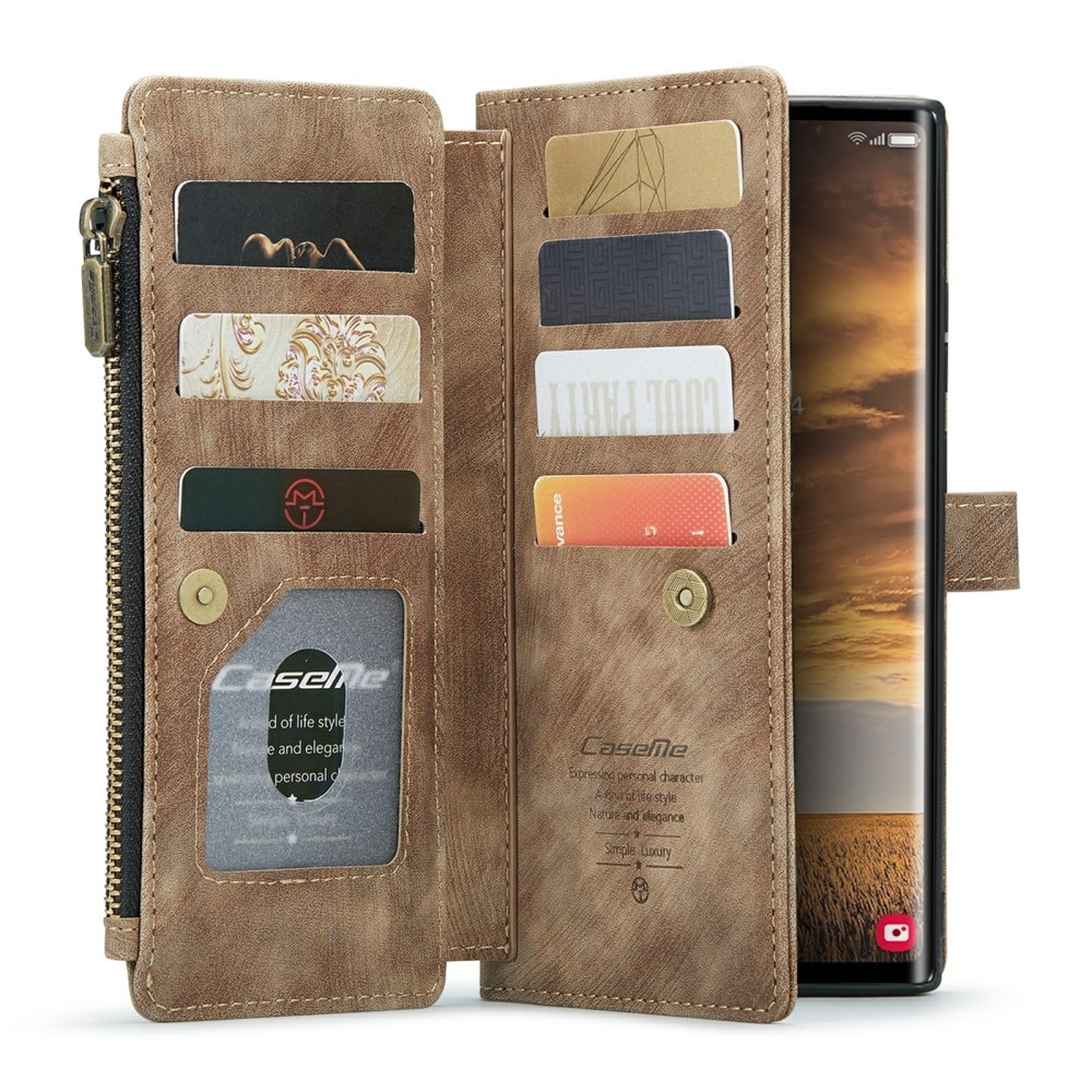 Zipper Wallet Samsung Galaxy S24 Ultra ruskea