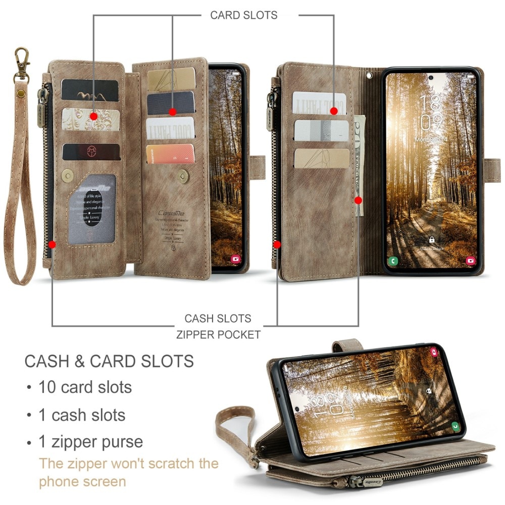 Zipper Wallet Samsung Galaxy S24 Plus ruskea