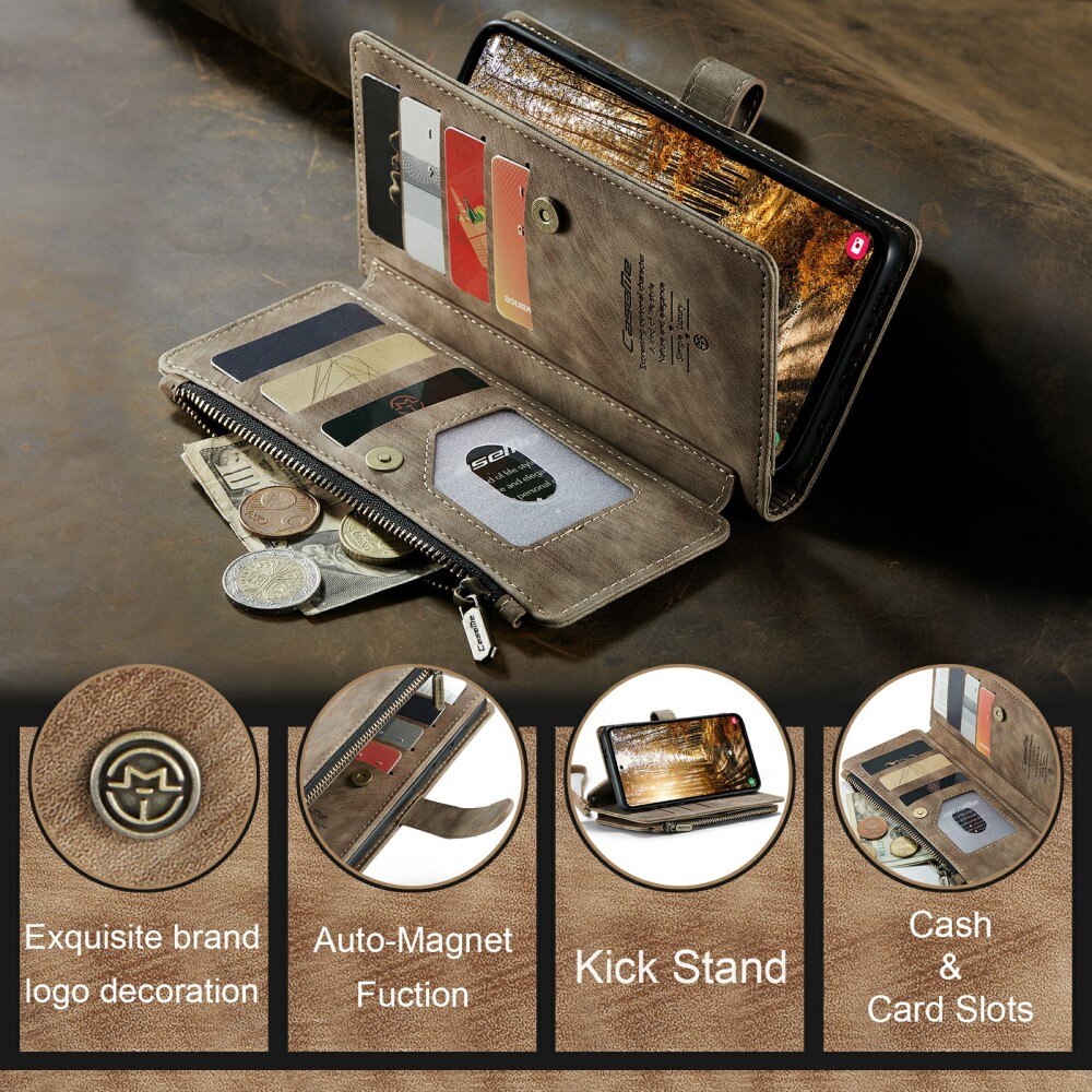 Zipper Wallet Samsung Galaxy S24 Plus ruskea