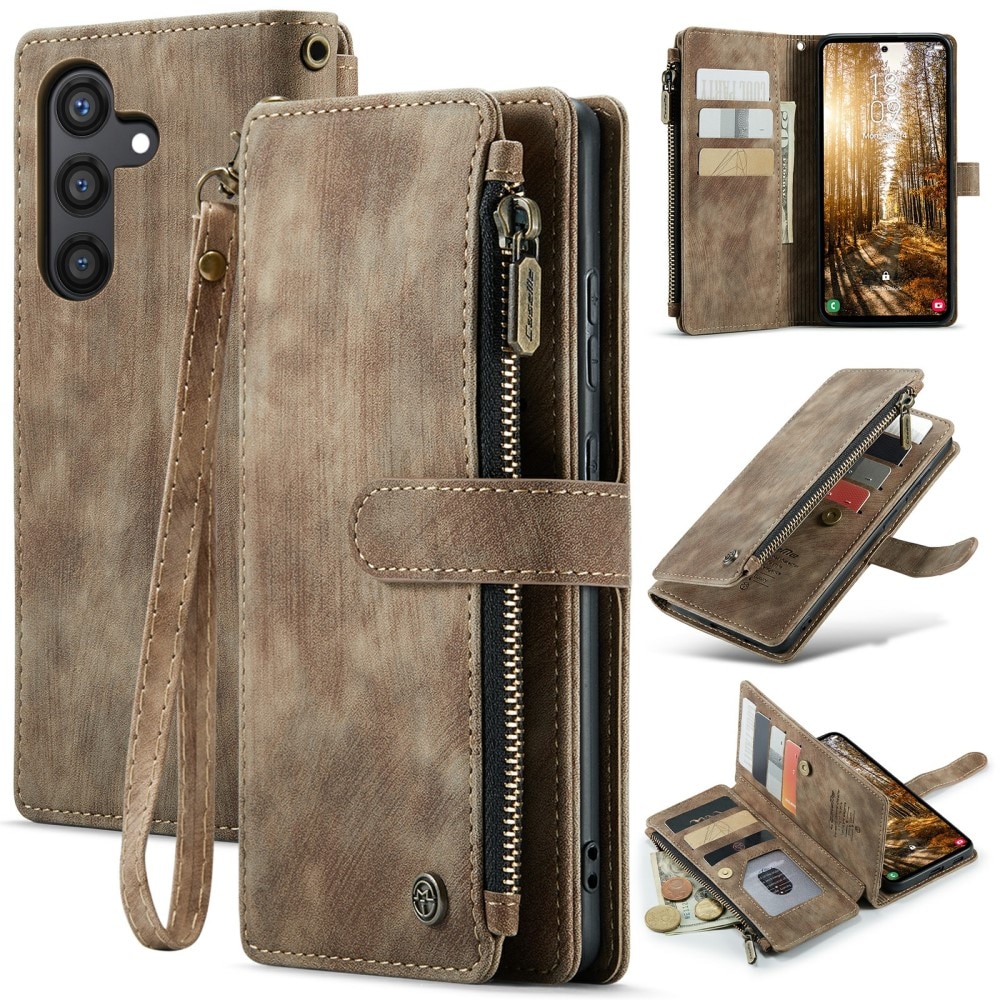 Zipper Wallet Samsung Galaxy S24 Plus ruskea