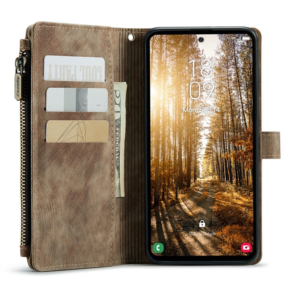 Zipper Wallet Samsung Galaxy S24 Plus Ruskea