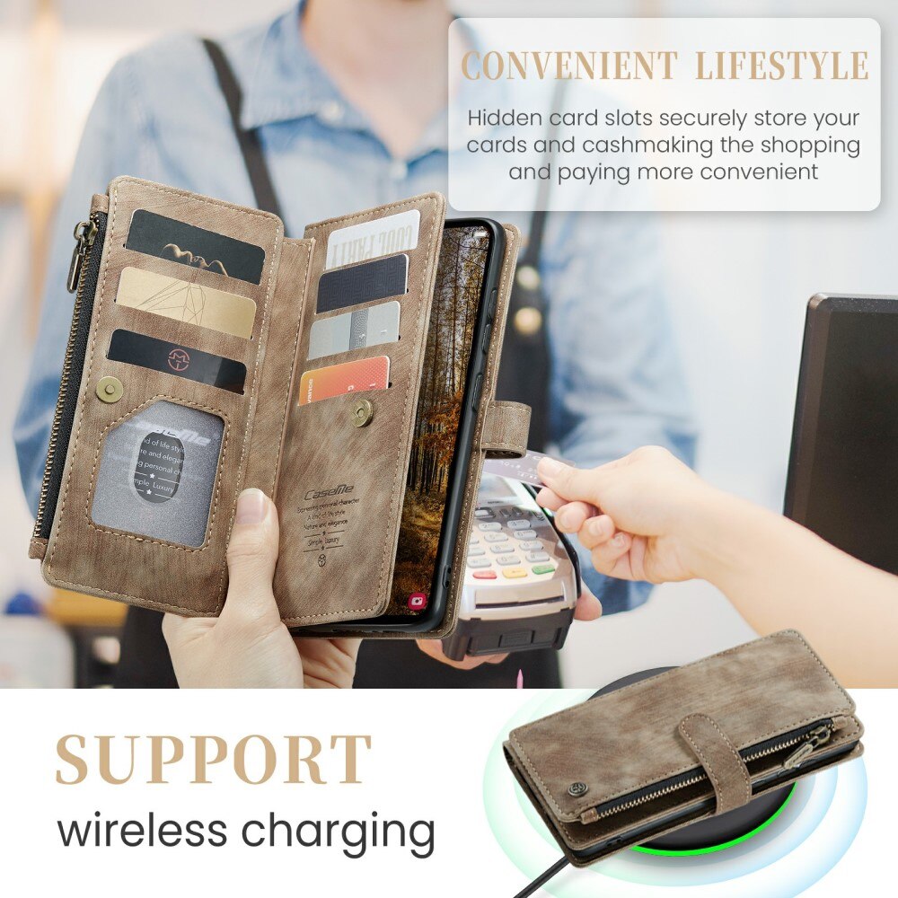 Zipper Wallet Samsung Galaxy S24 Plus Ruskea