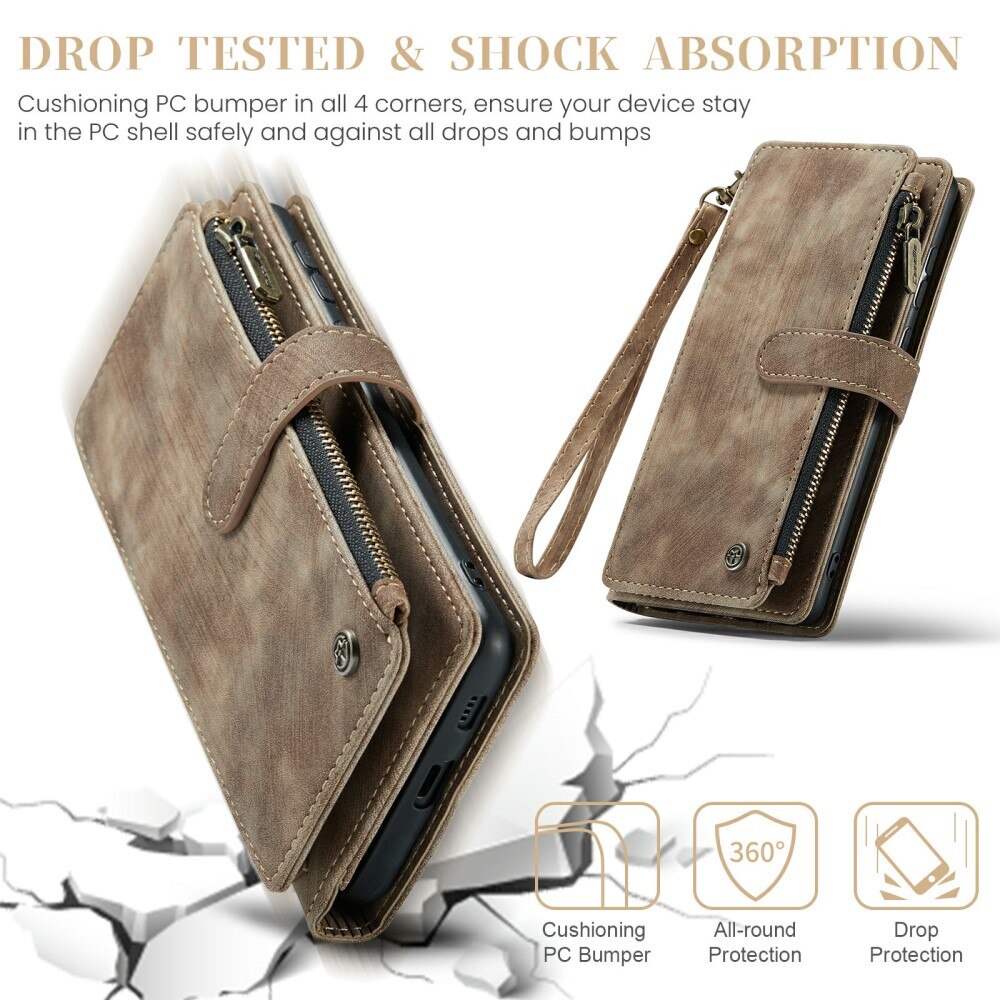 Zipper Wallet Samsung Galaxy S24 Plus Ruskea