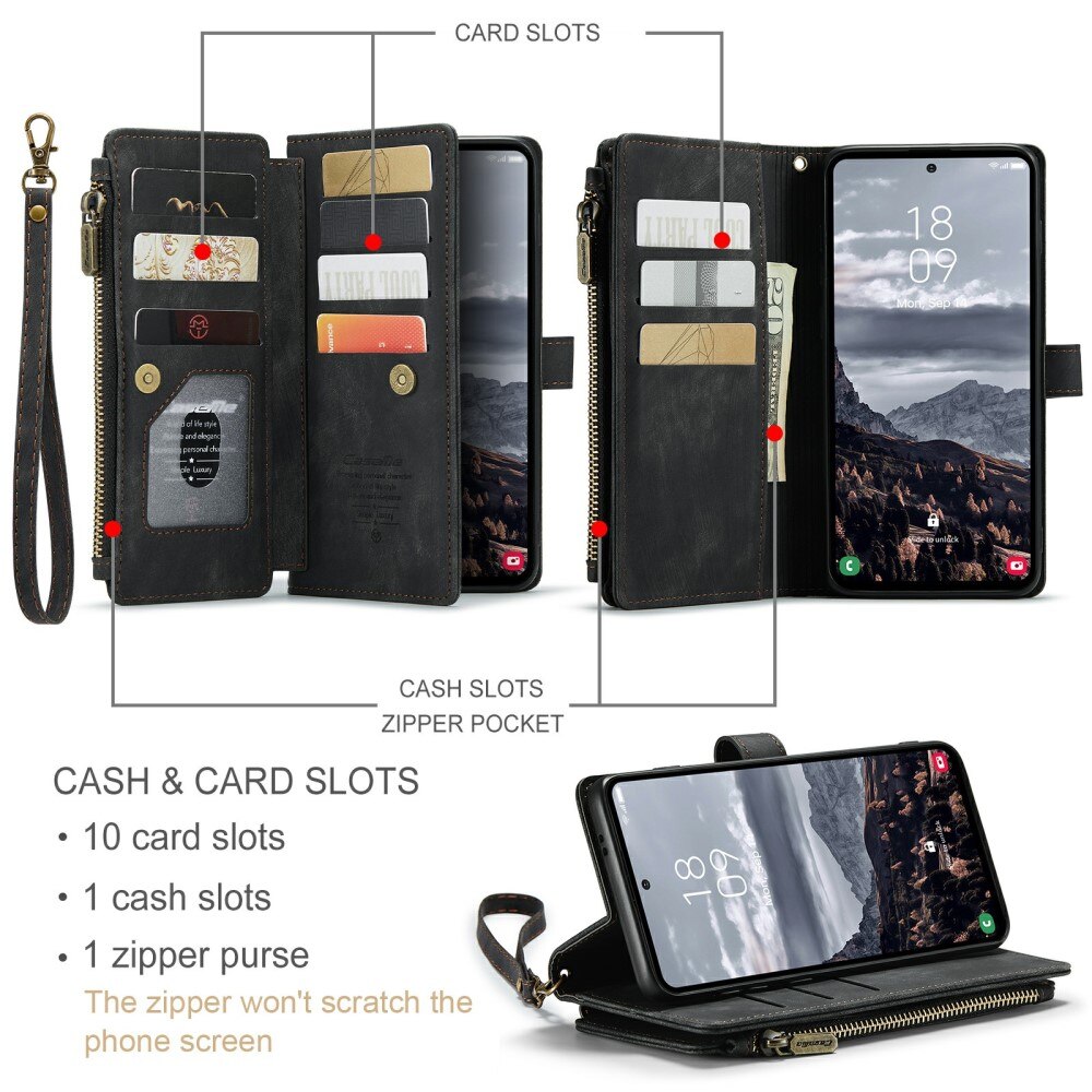 Zipper Wallet Samsung Galaxy S24 Plus musta