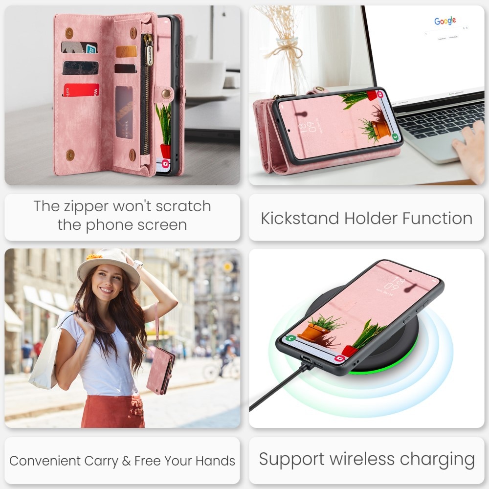 Multi-slot Suojakotelo Samsung Galaxy S24 vaaleanpunainen