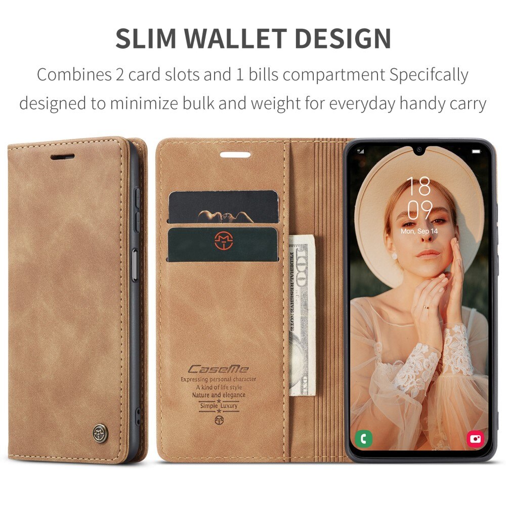 Slim Lompakkokotelo Samsung Galaxy A15 cognac