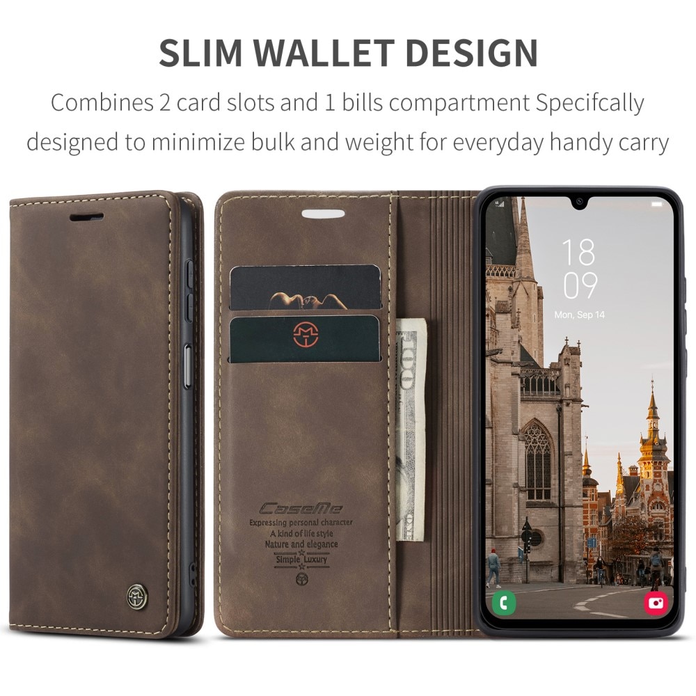 Slim Lompakkokotelo Samsung Galaxy A15 ruskea