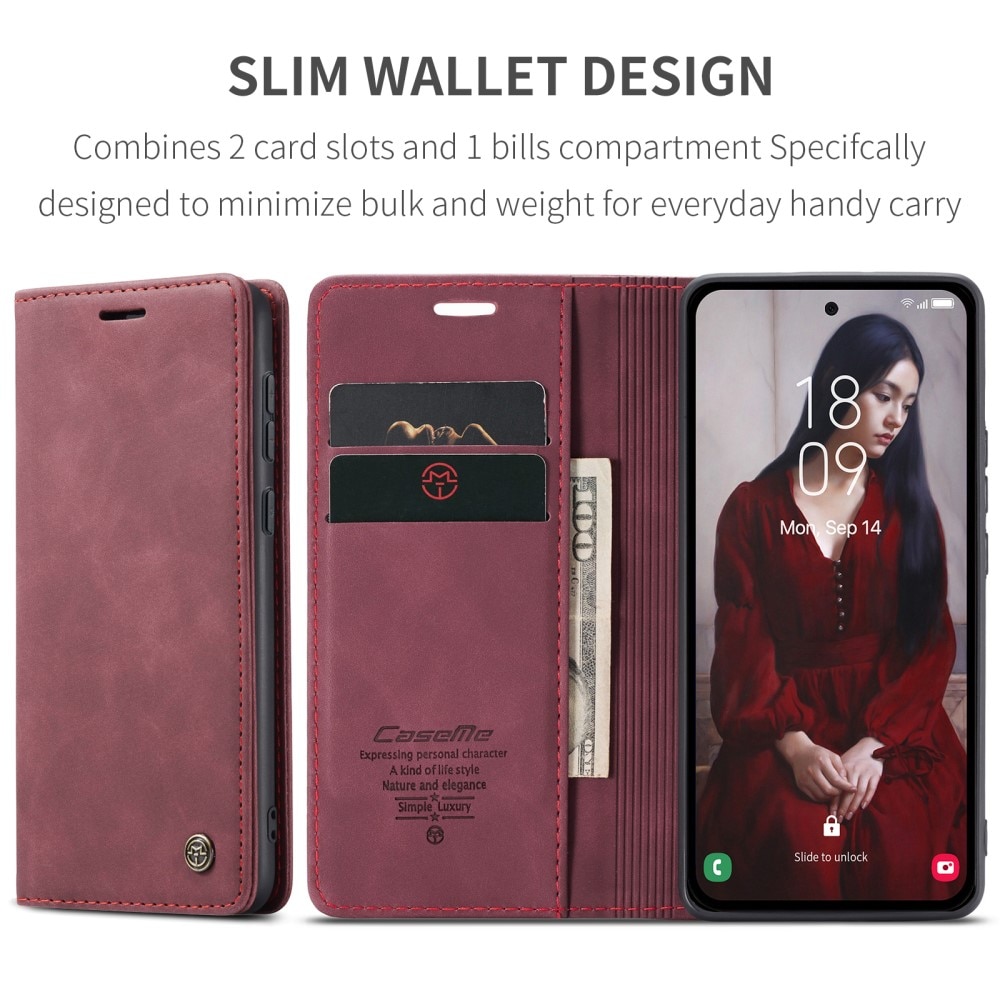 Slim Lompakkokotelo Samsung Galaxy A55 punainen