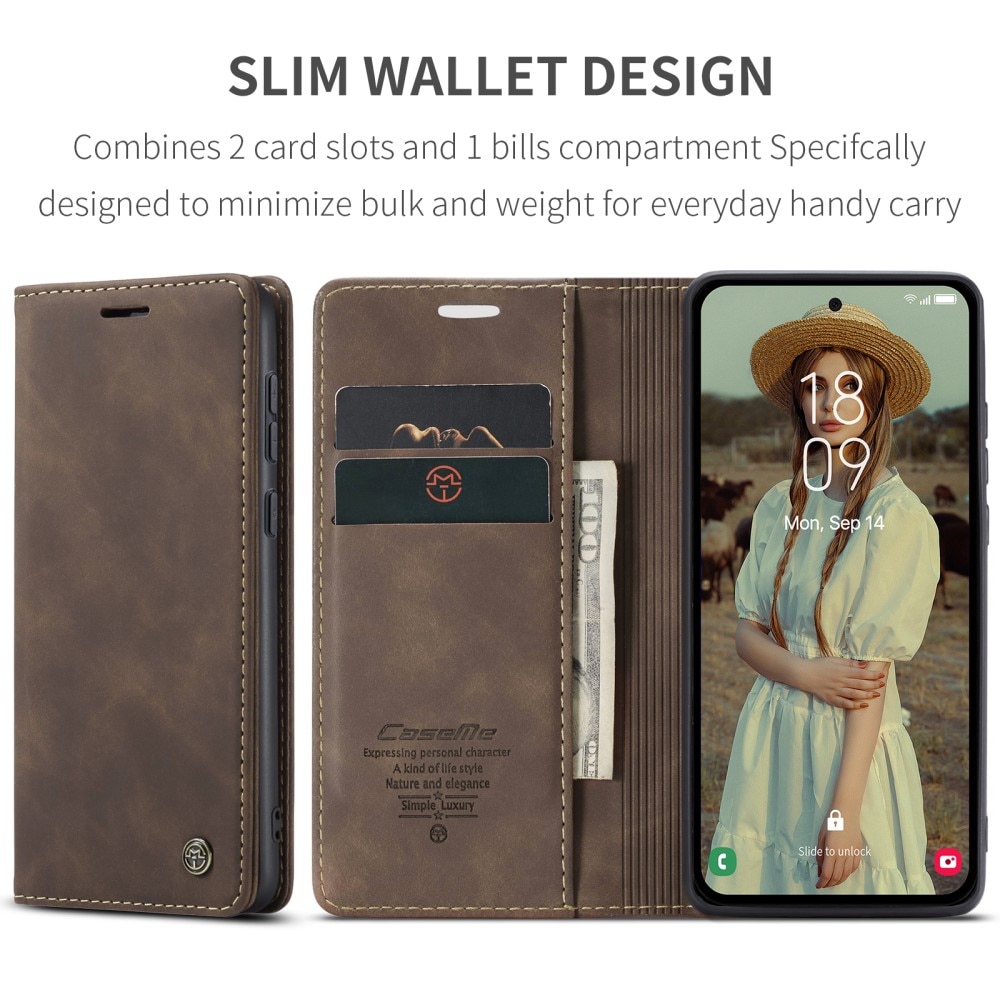Slim Lompakkokotelo Samsung Galaxy A55 ruskea