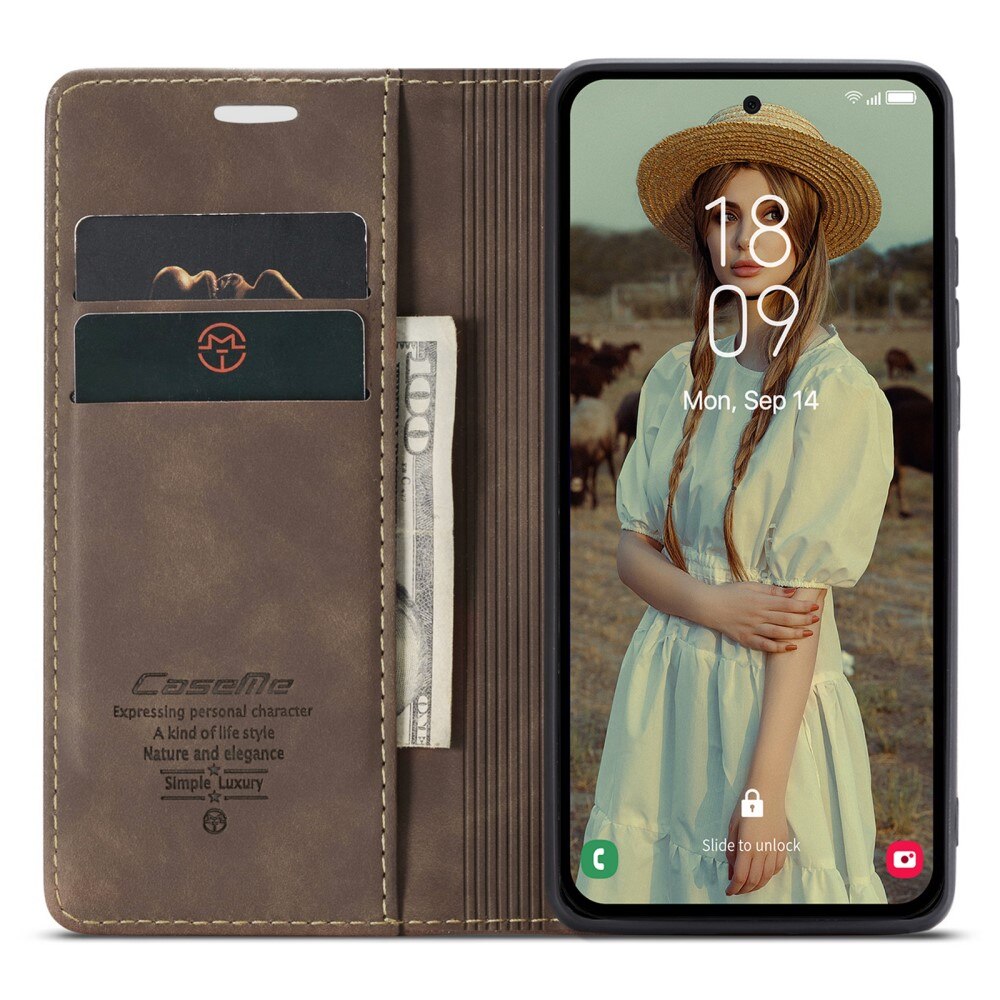 Slim Lompakkokotelo Samsung Galaxy A35 Ruskea