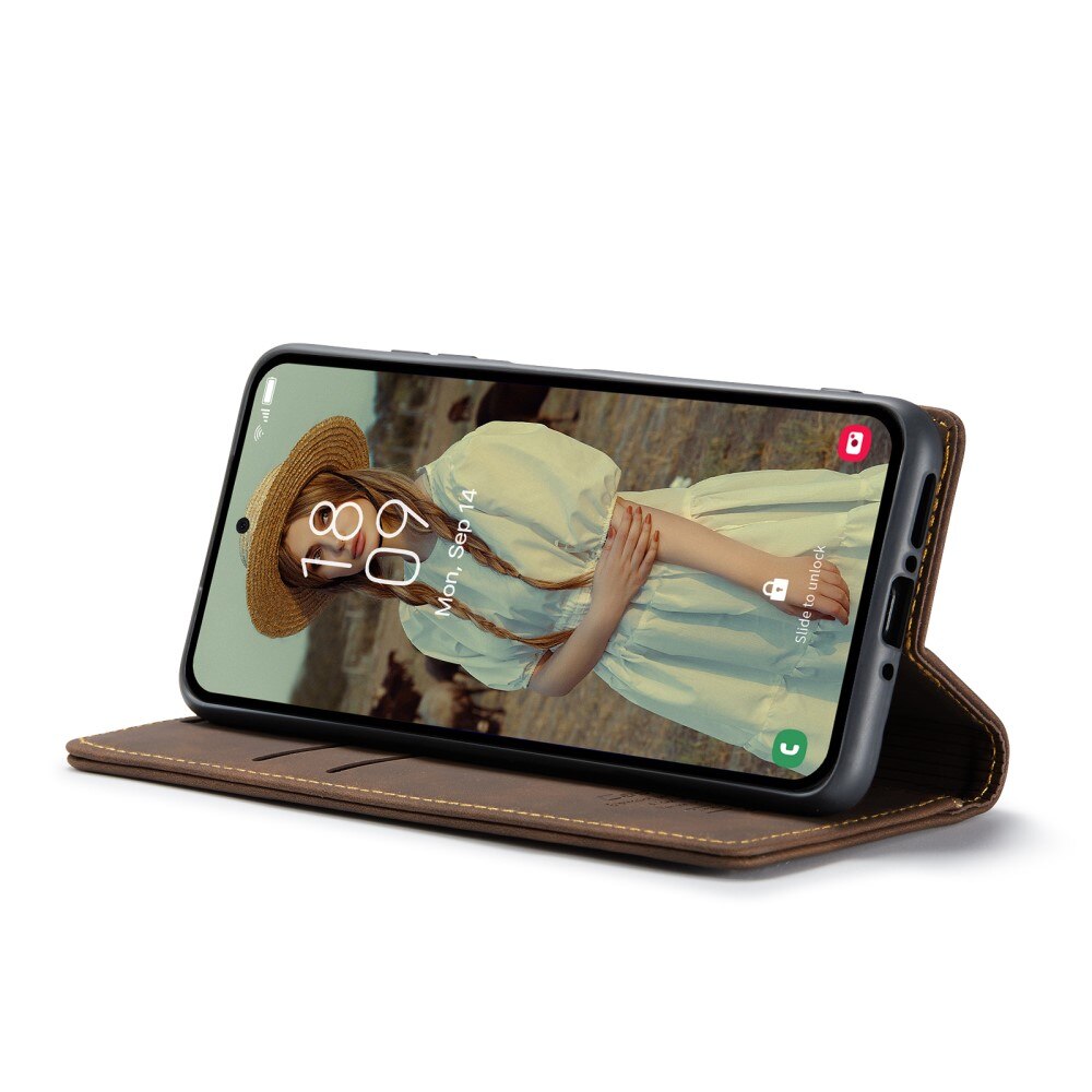 Slim Lompakkokotelo Samsung Galaxy A35 Ruskea