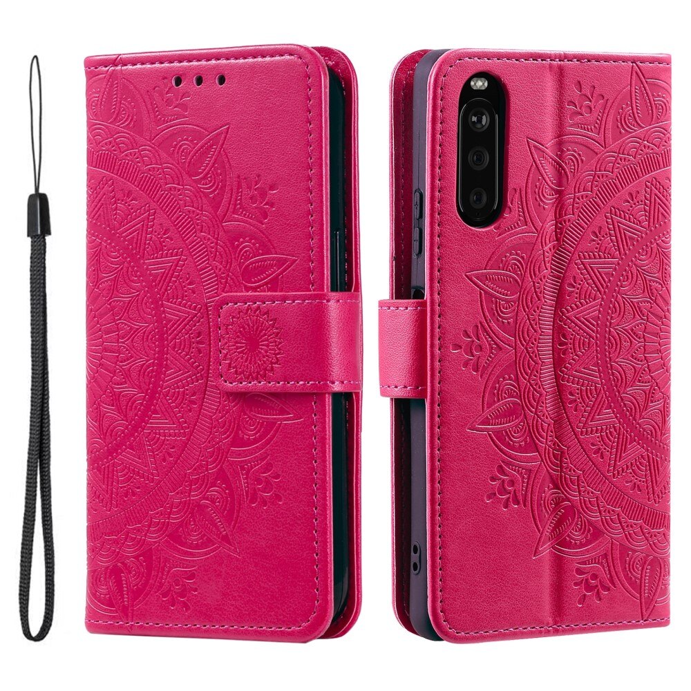 Nahkakotelo Mandala Sony Xperia 10 VI cerise