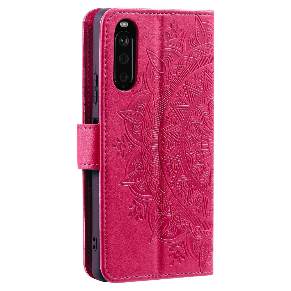 Nahkakotelo Mandala Sony Xperia 10 VI cerise