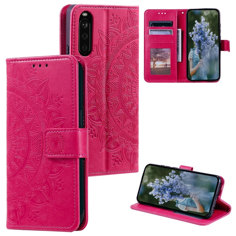 Nahkakotelo Mandala Sony Xperia 10 VI cerise