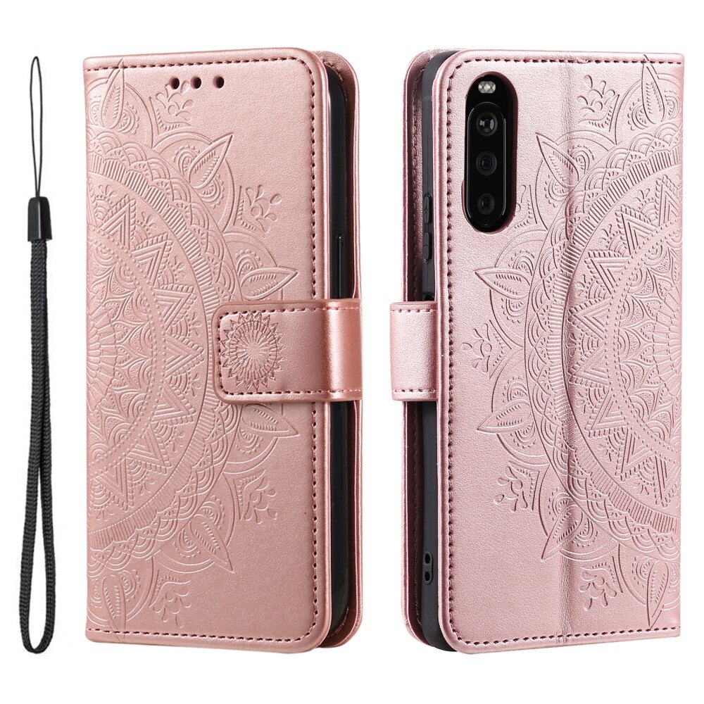 Nahkakotelo Mandala Sony Xperia 10 VI ruusukulta