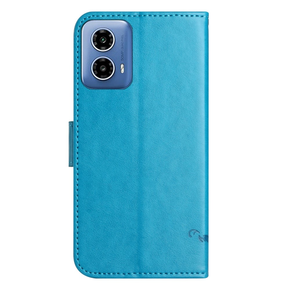 Nahkakotelo Perhonen Motorola Moto G24 sininen