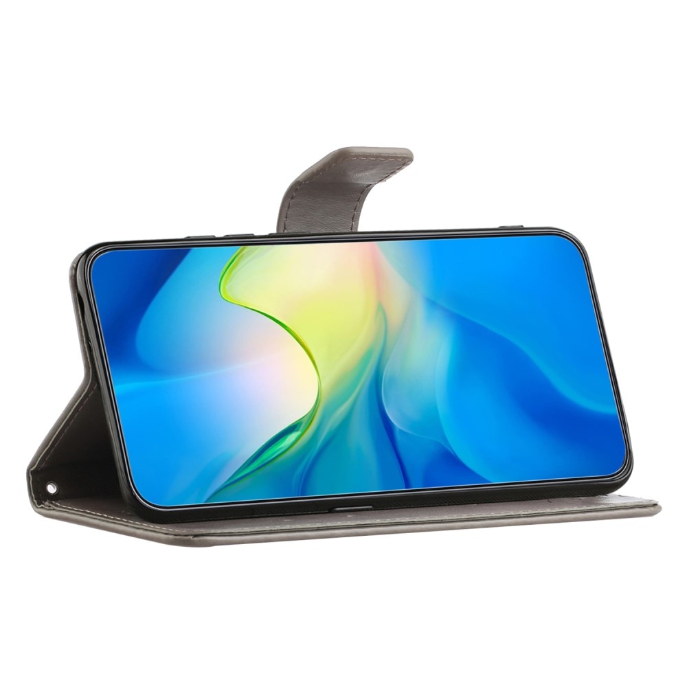 Nahkakotelo Perhonen Motorola Moto G04 Harmaa