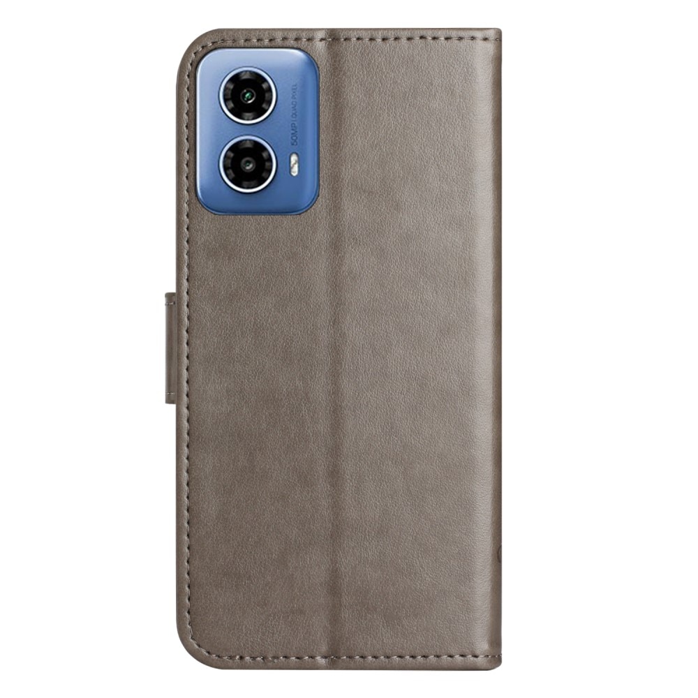 Nahkakotelo Perhonen Motorola Moto G04 Harmaa