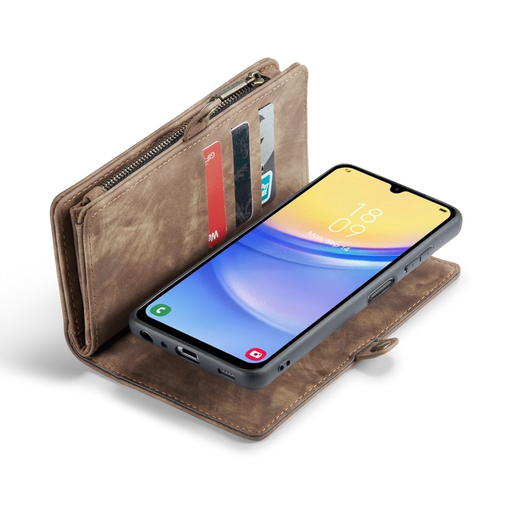 Multi-slot Suojakotelo Samsung Galaxy A15 ruskea