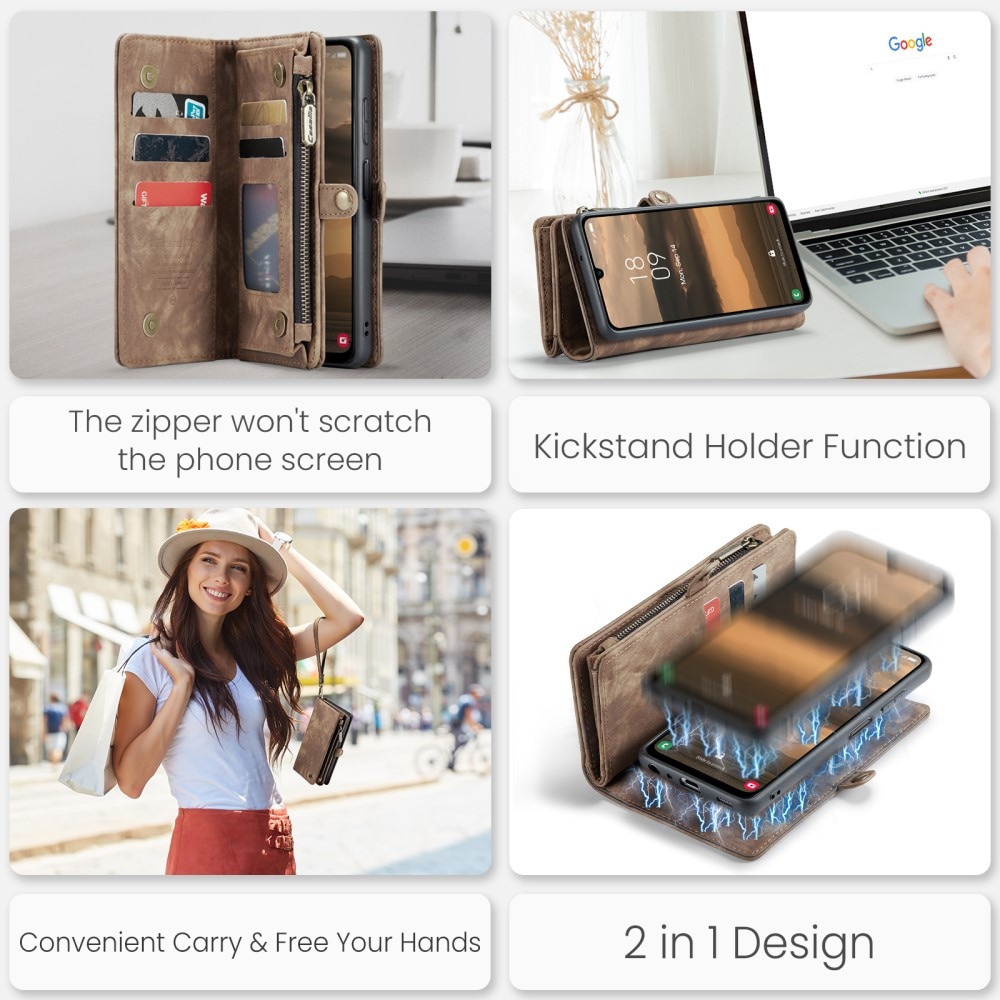 Multi-slot Suojakotelo Samsung Galaxy A25 ruskea