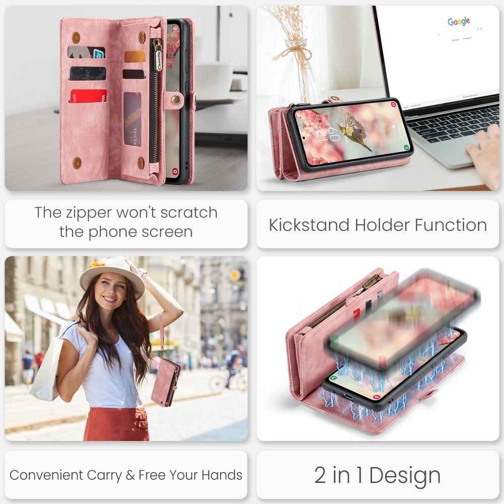 Multi-slot Suojakotelo Samsung Galaxy A55 vaaleanpunainen
