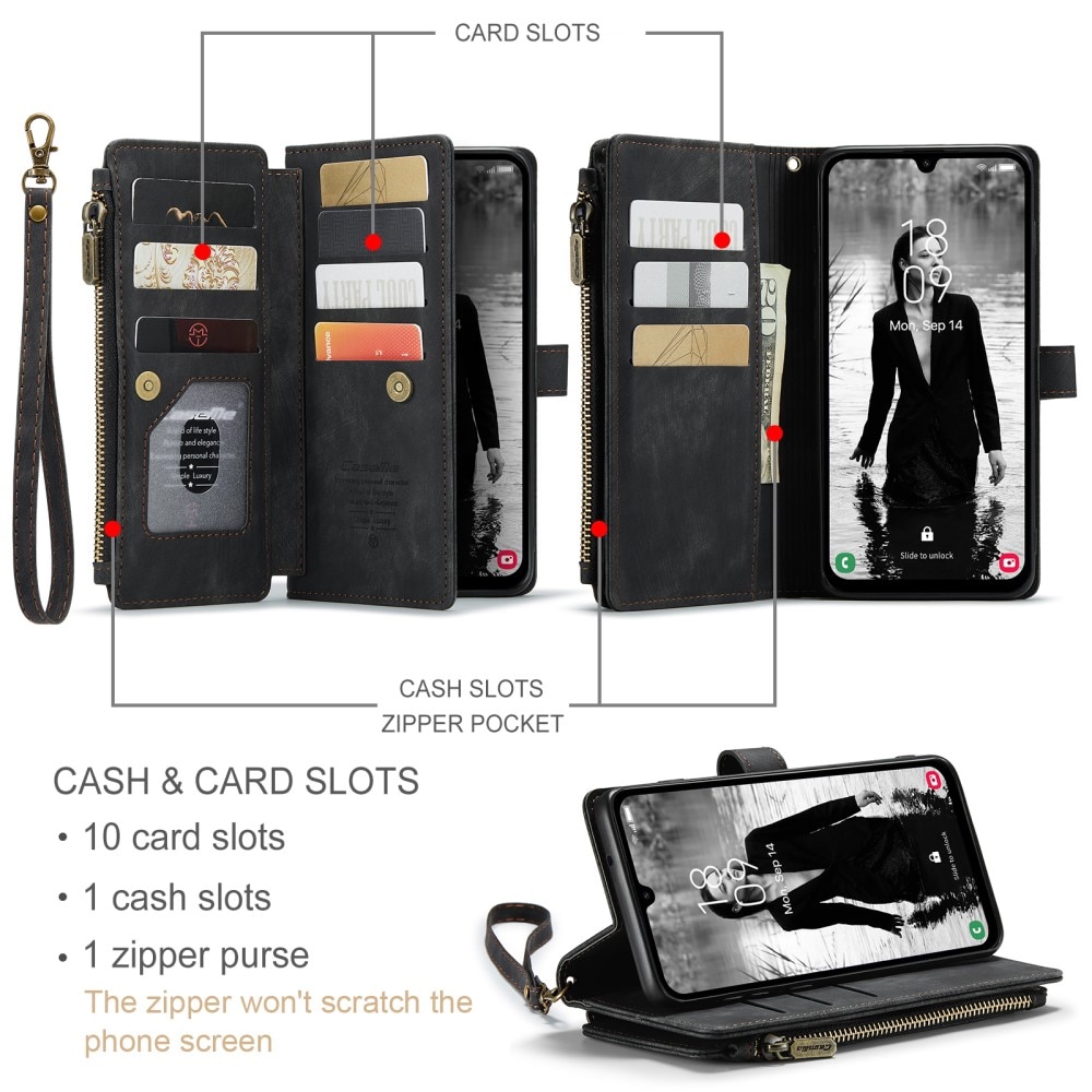 Zipper Wallet Samsung Galaxy A15 musta