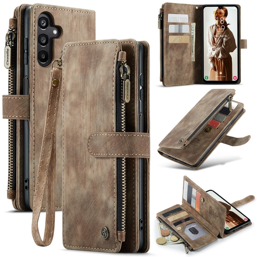 Zipper Wallet Samsung Galaxy A15 ruskea