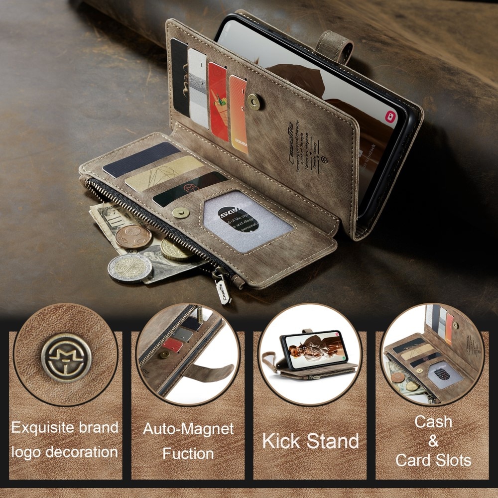 Zipper Wallet Samsung Galaxy A15 ruskea