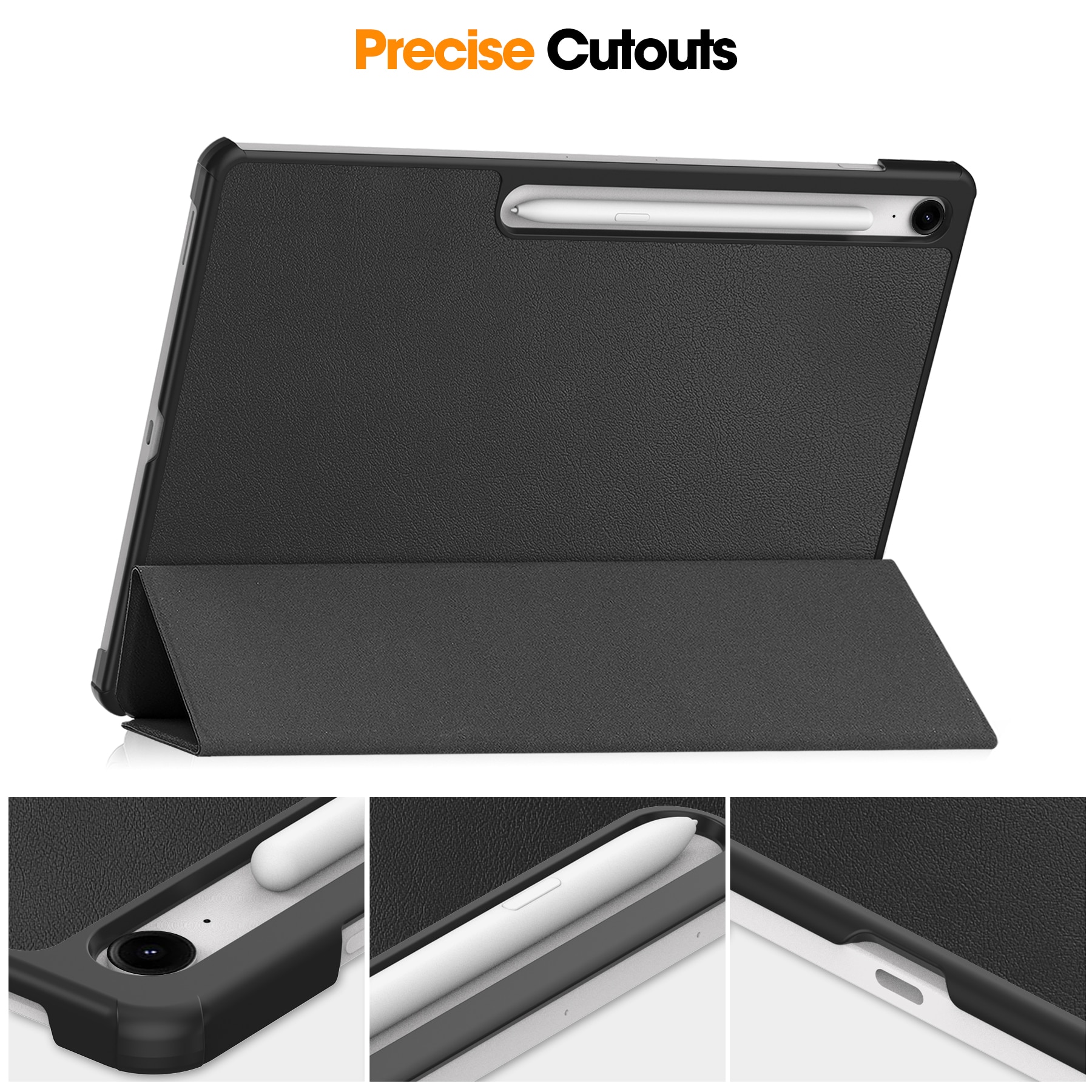 Kotelo Tri-fold Samsung Galaxy Tab S10 FE Plus Musta