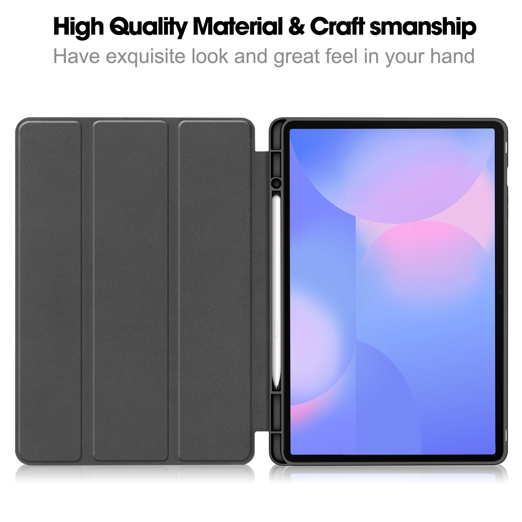 Samsung Galaxy Tab S10 FE Plus Kotelo Tri-fold Kynäpidikkeellä Musta