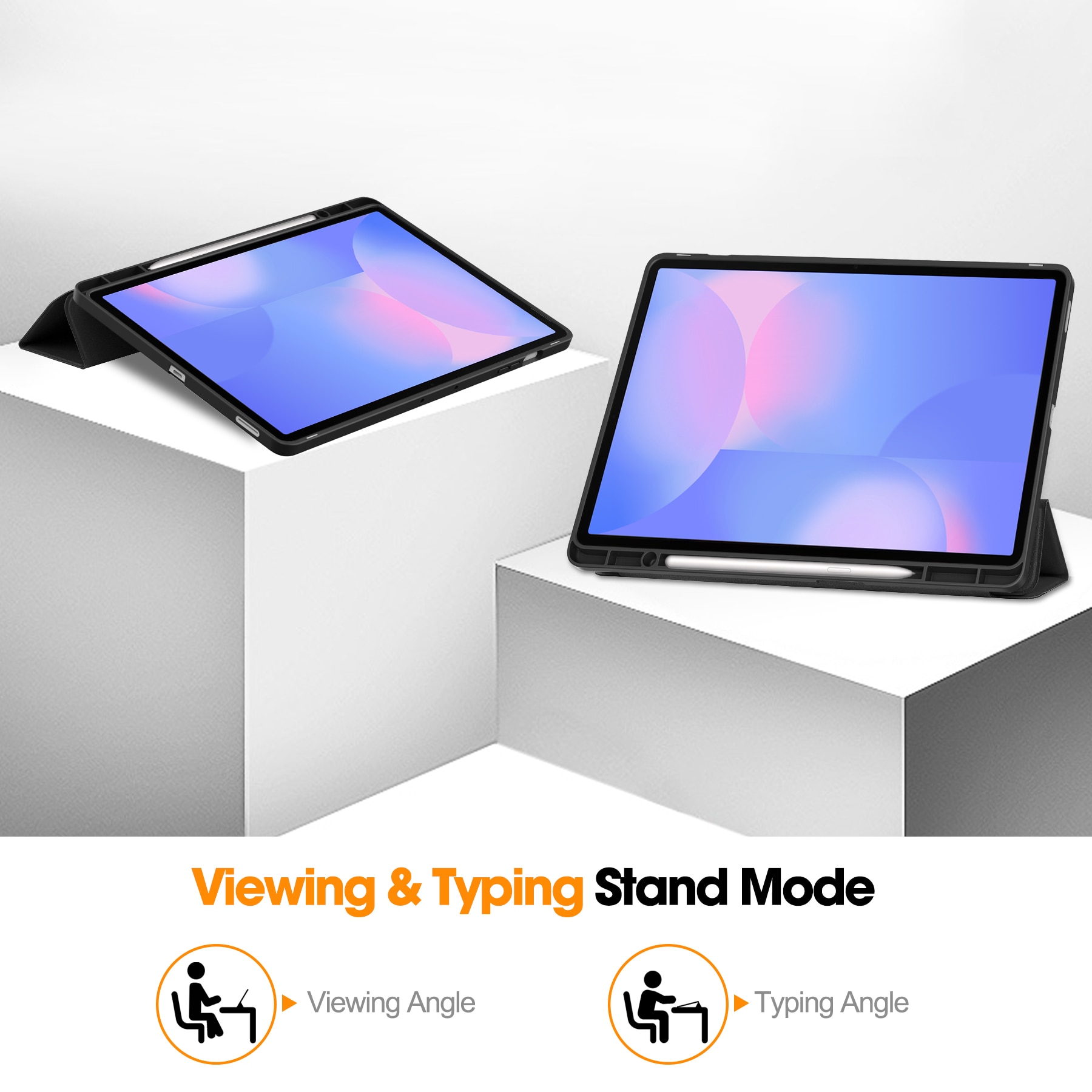 Samsung Galaxy Tab S10 FE Plus Kotelo Tri-fold Kynäpidikkeellä Musta