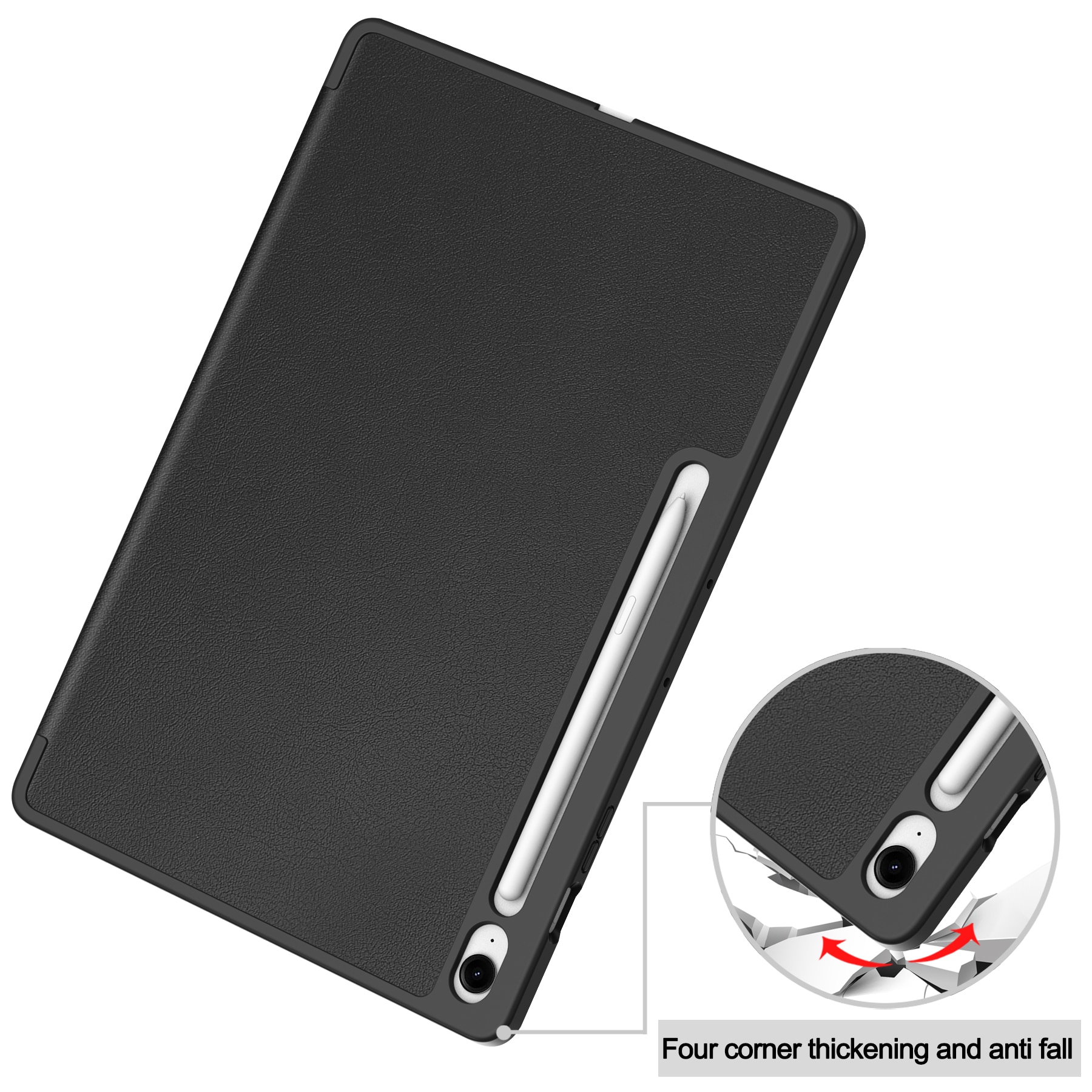 Samsung Galaxy Tab S10 FE Plus Kotelo Tri-fold Kynäpidikkeellä Musta