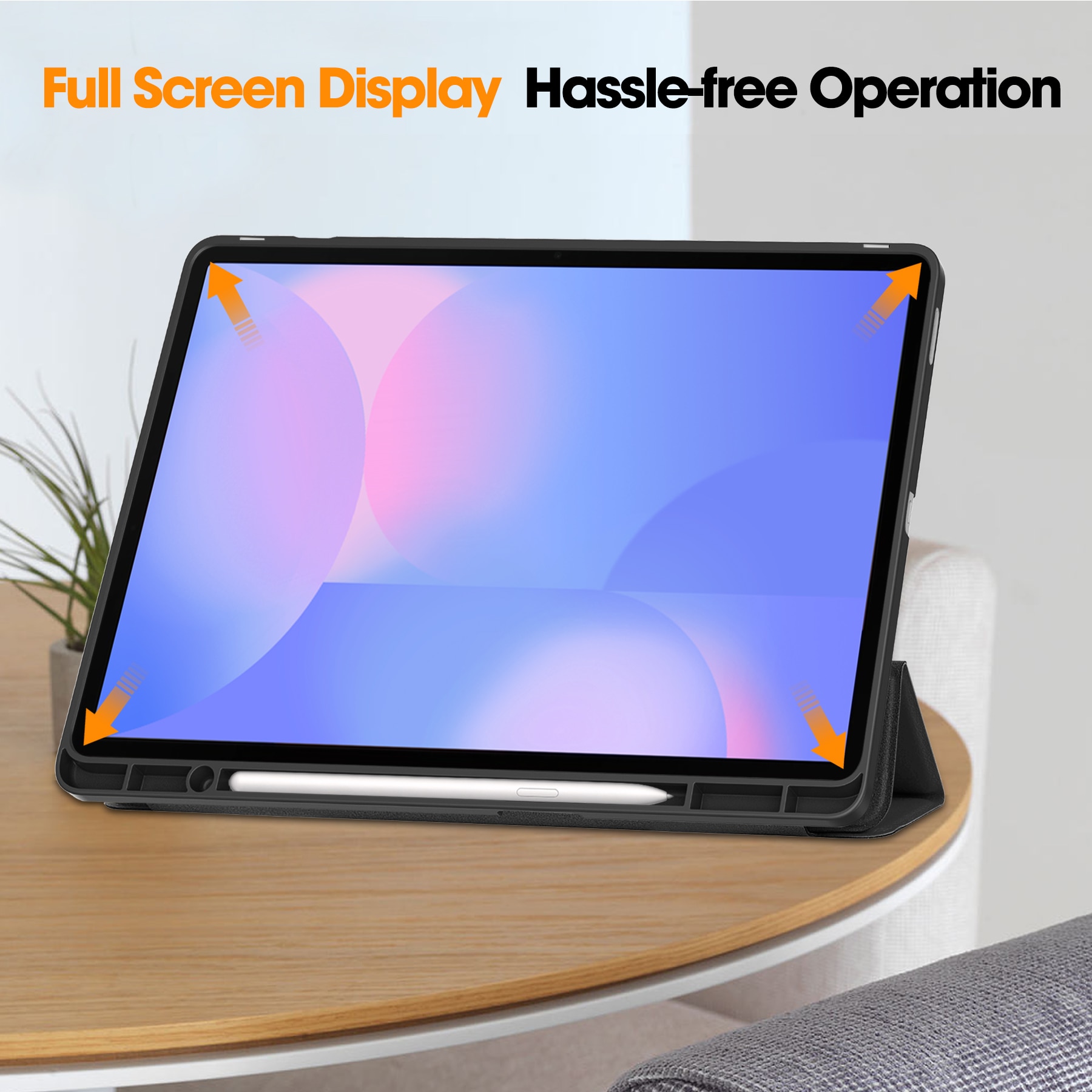Samsung Galaxy Tab S10 FE Plus Kotelo Tri-fold Kynäpidikkeellä Musta