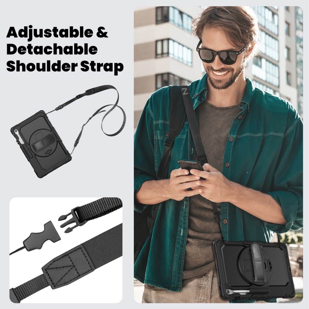 Iskunkestävä Full Protection Hybridikuori Samsung Galaxy Tab S10 FE Plus musta