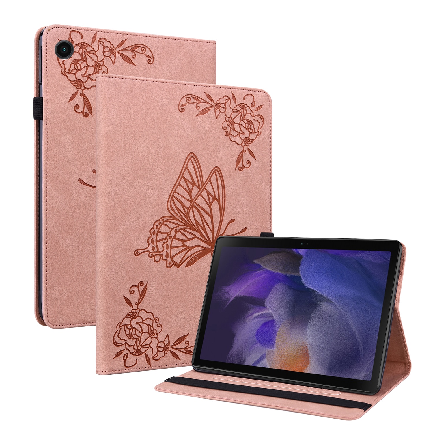 Nahkakotelo Perhonen Samsung Galaxy Tab A11 Vaaleanpunainen