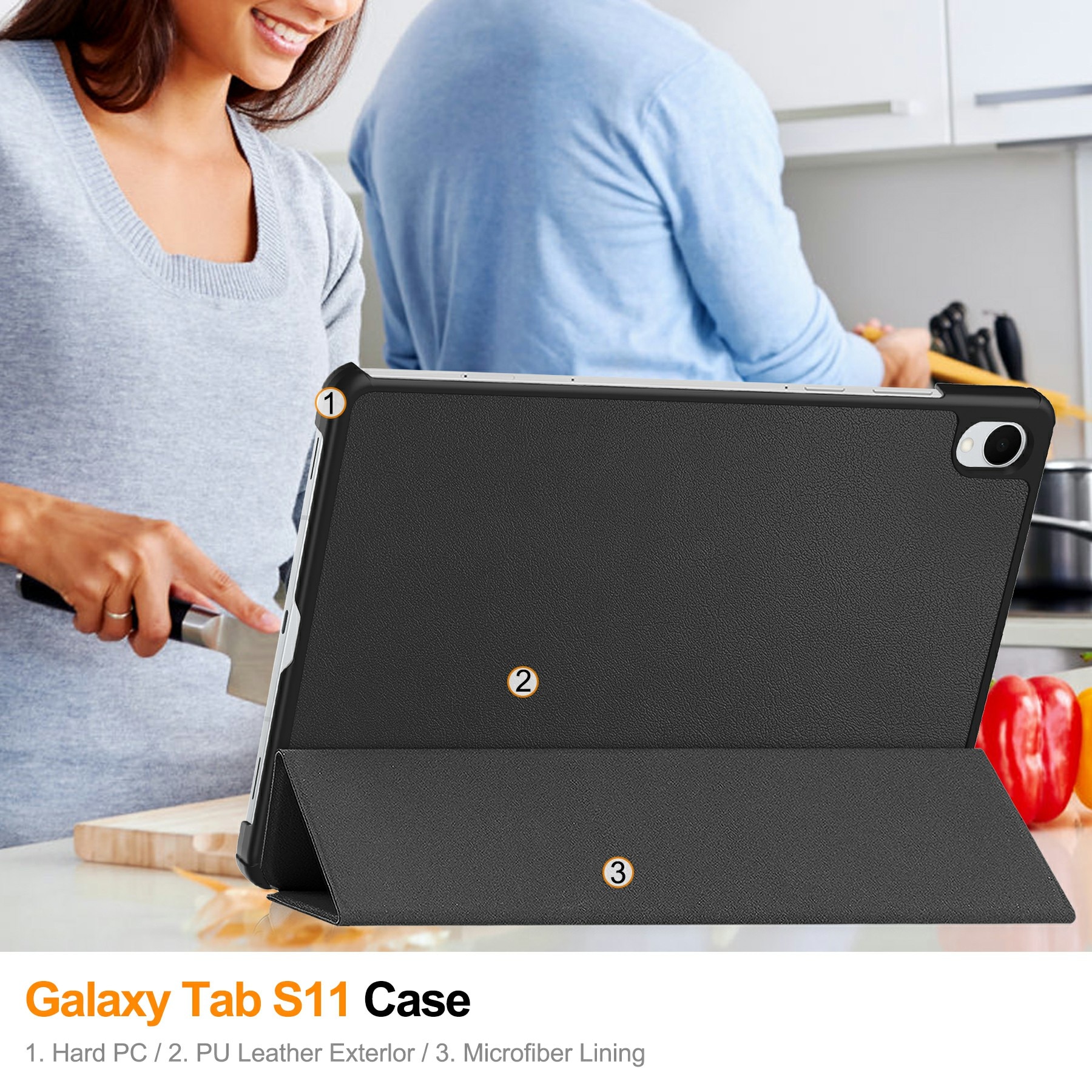 Kotelo Tri-fold Samsung Galaxy Tab S11 Musta