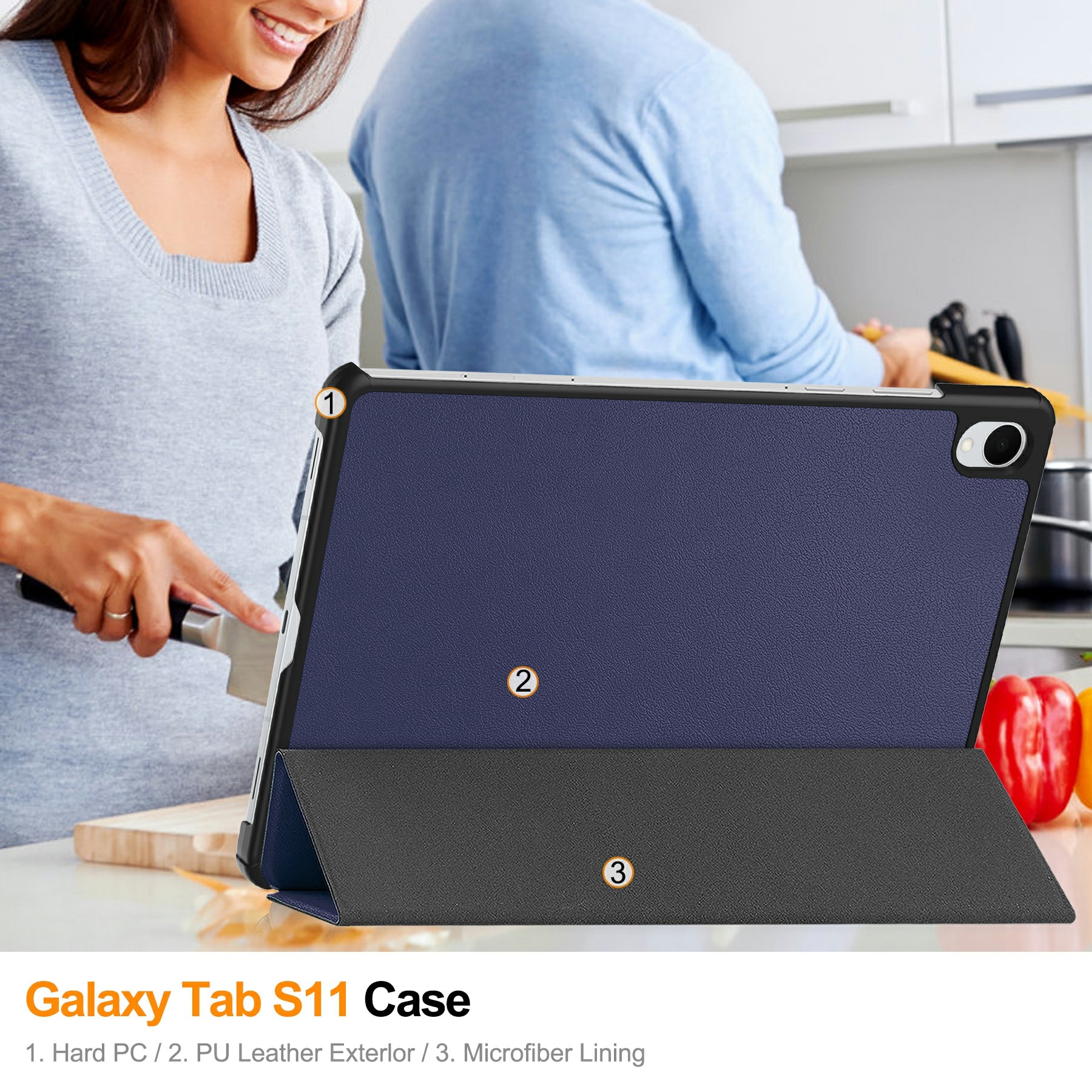 Kotelo Tri-fold Samsung Galaxy Tab S11 Sininen
