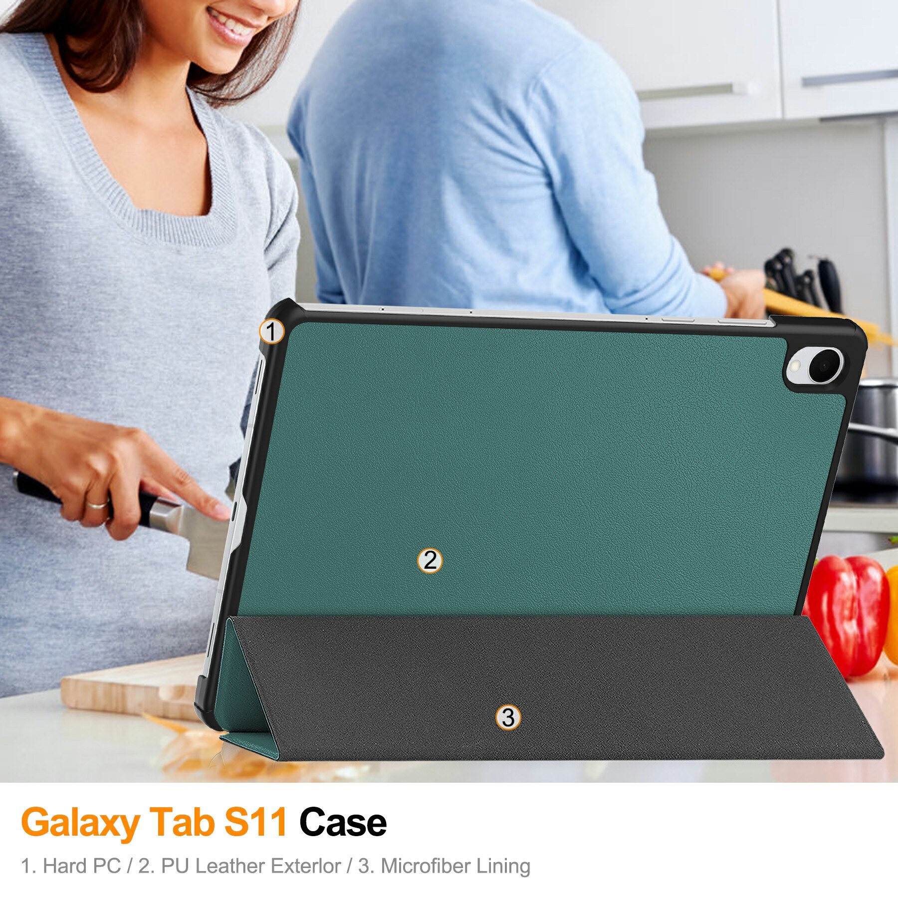 Kotelo Tri-fold Samsung Galaxy Tab S11 Vihreä