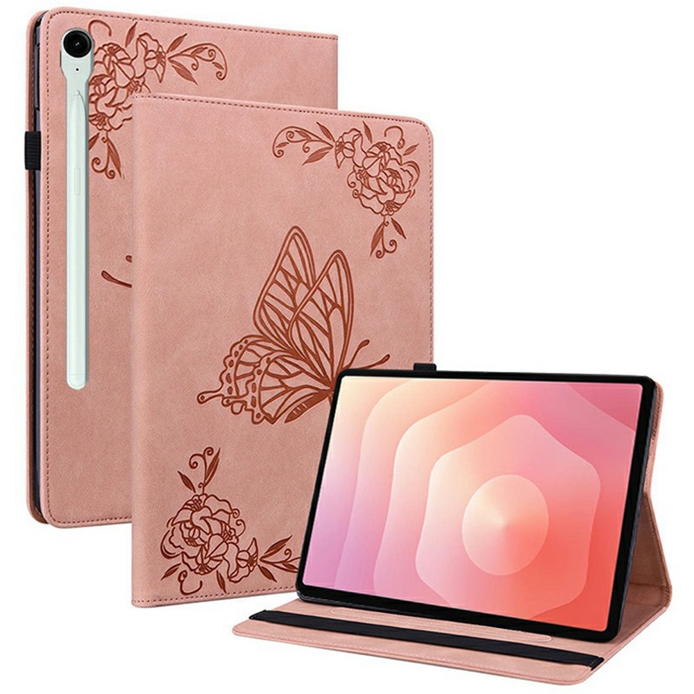 Nahkakotelo Perhonen Samsung Galaxy Tab S11 Vaaleanpunainen