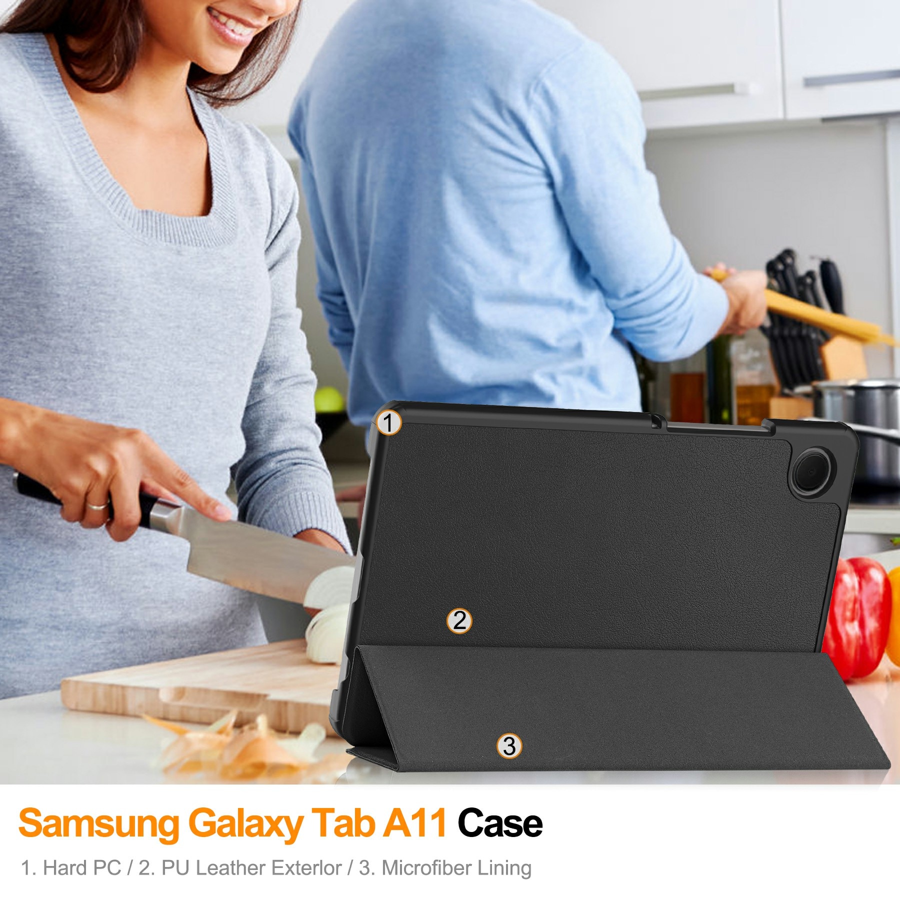 Kotelo Tri-fold Samsung Galaxy Tab A11 Musta