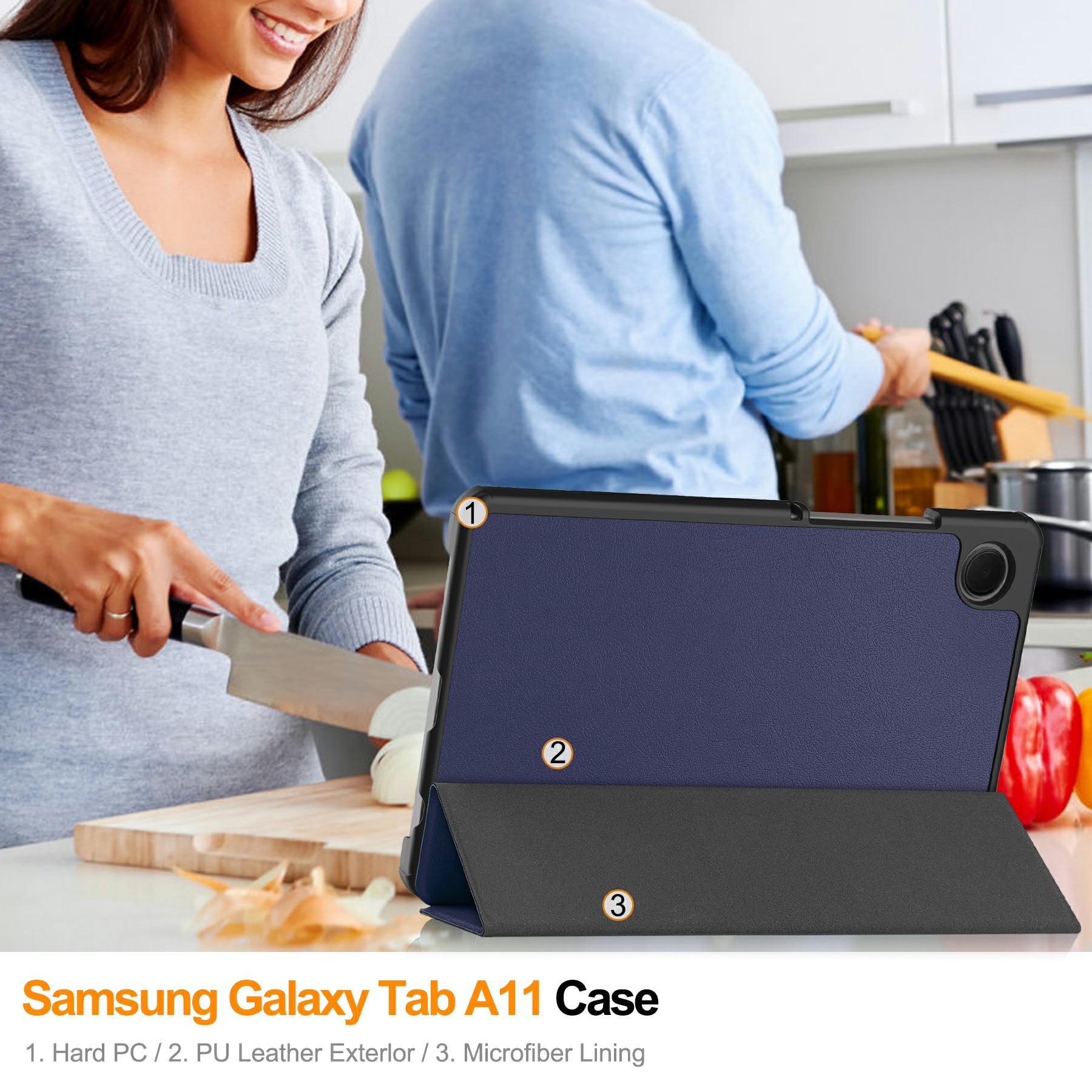 Kotelo Tri-fold Samsung Galaxy Tab A11 Sininen