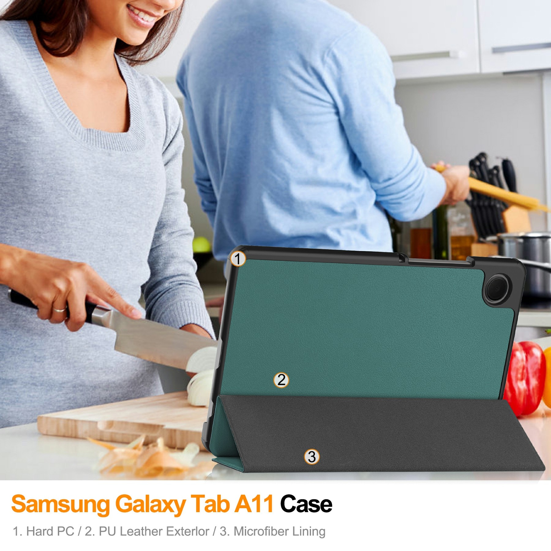 Kotelo Tri-fold Samsung Galaxy Tab A11 Vihreä