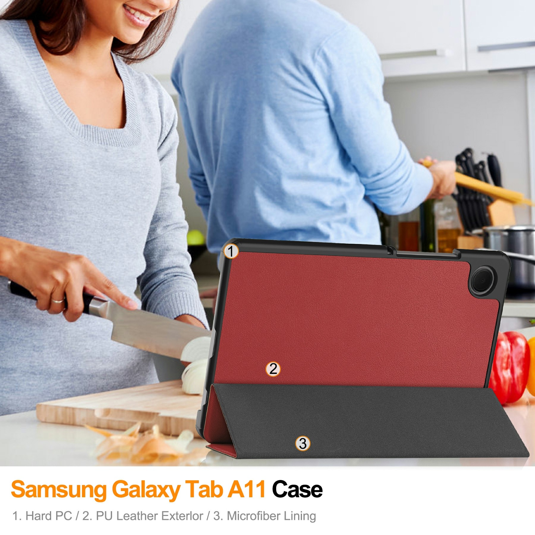 Kotelo Tri-fold Samsung Galaxy Tab A11 Punainen