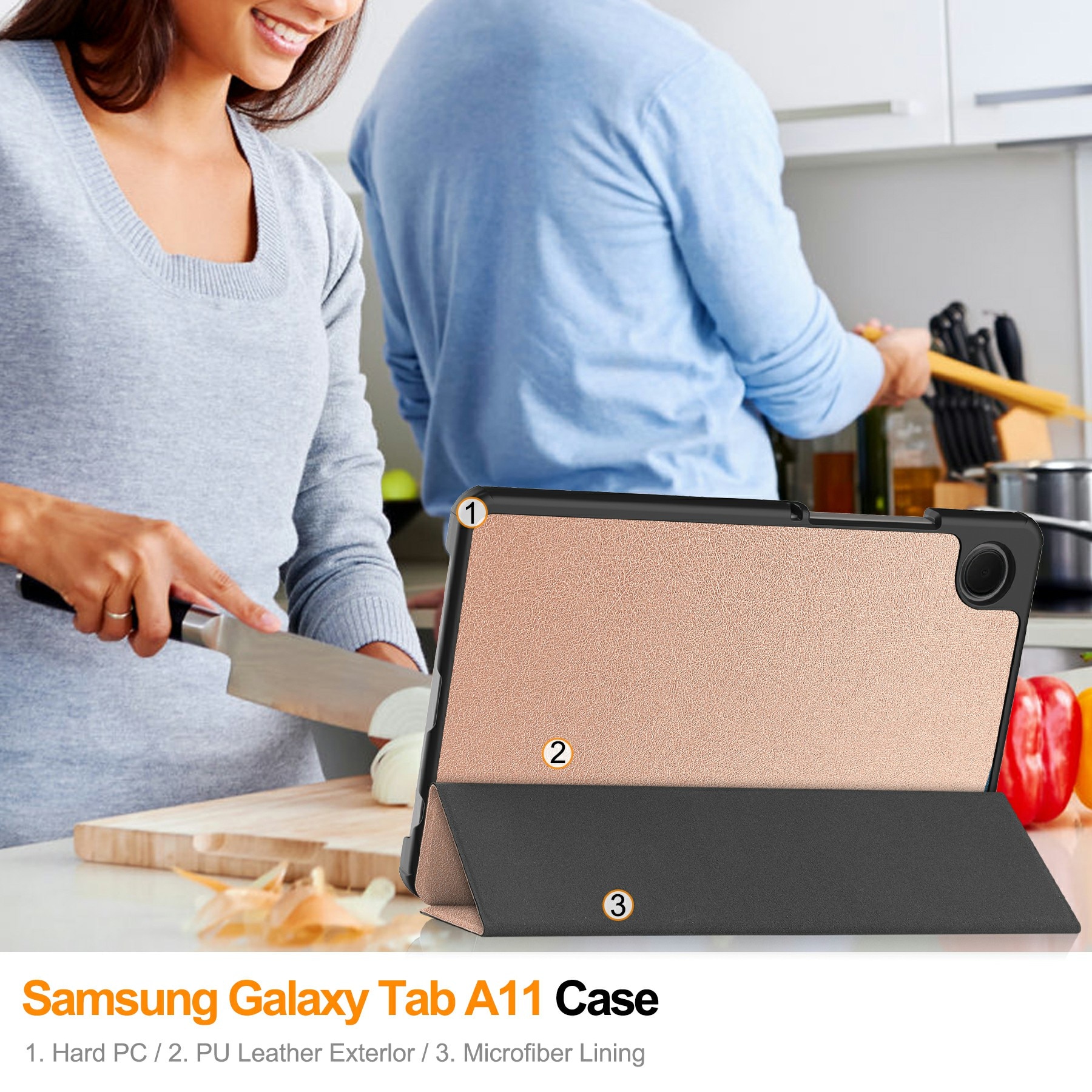Kotelo Tri-fold Samsung Galaxy Tab A11 Ruusukulta